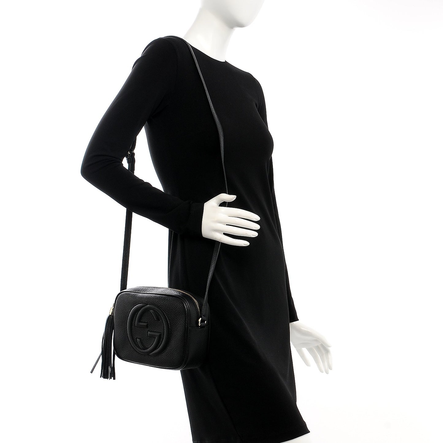 Pebbled Calfskin Small Soho Disco Bag Black