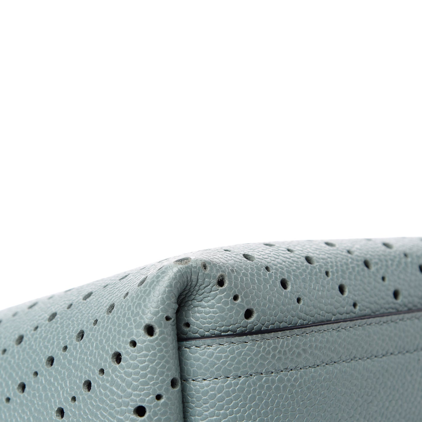 Perforated Grained Calfskin Large Shopping Tote Green