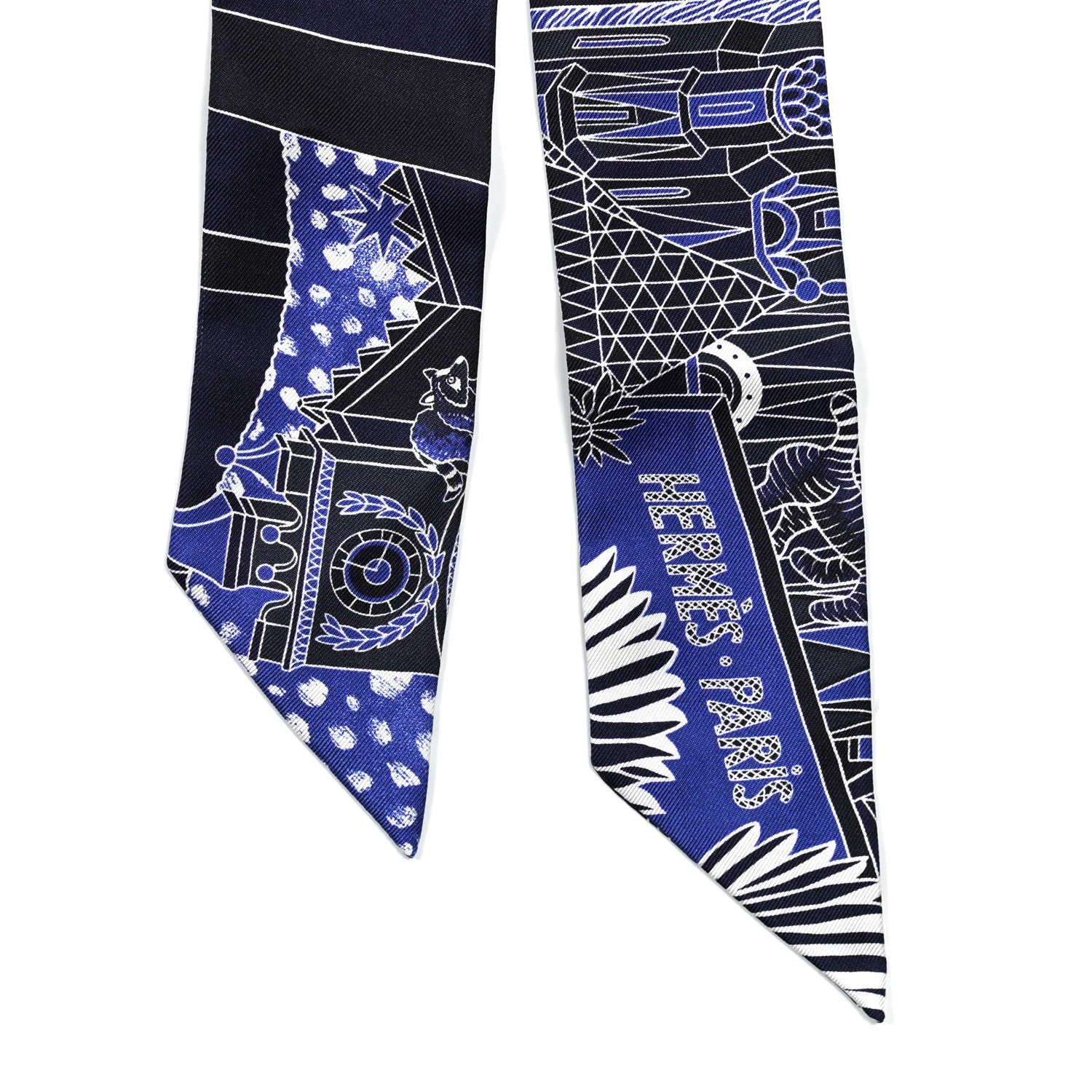 Hermes Silk Animapolis Plumetis Twilly Marine Bleu Royal 2 of 3