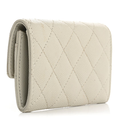 Chanel Caviar Quilted Crystal CC Flap Card Holder Light Grey 3 of 14