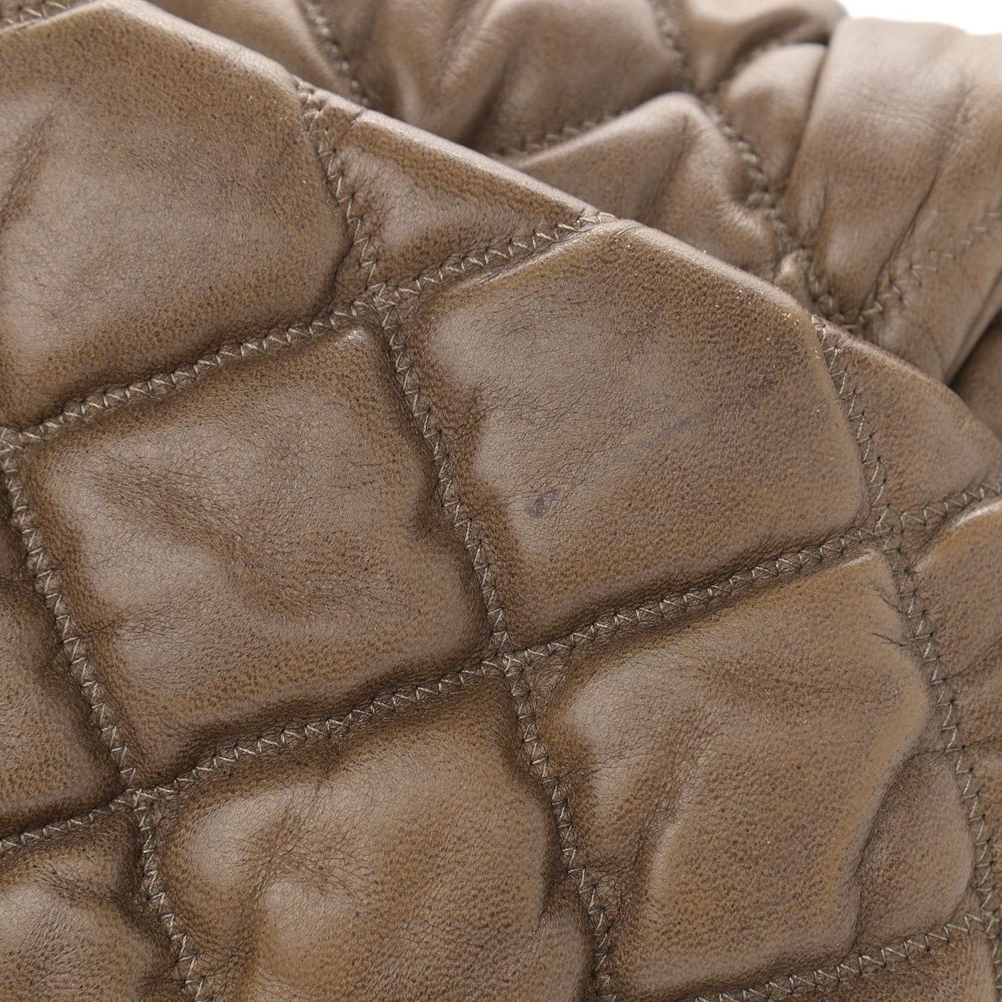 Lambskin Bubble Quilt Flap Brown