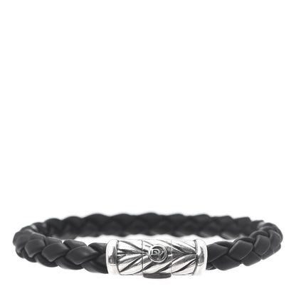David Yurman Sterling Silver Rubber 8mm Chevron Weave Bracelet Black 3 of 5