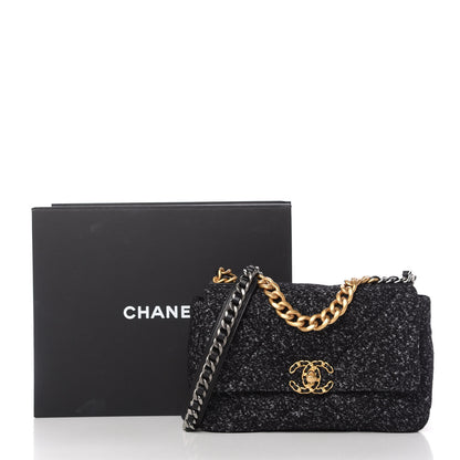 Chanel Tweed Quilted Medium Chanel 19 Flap Black 11 of 11