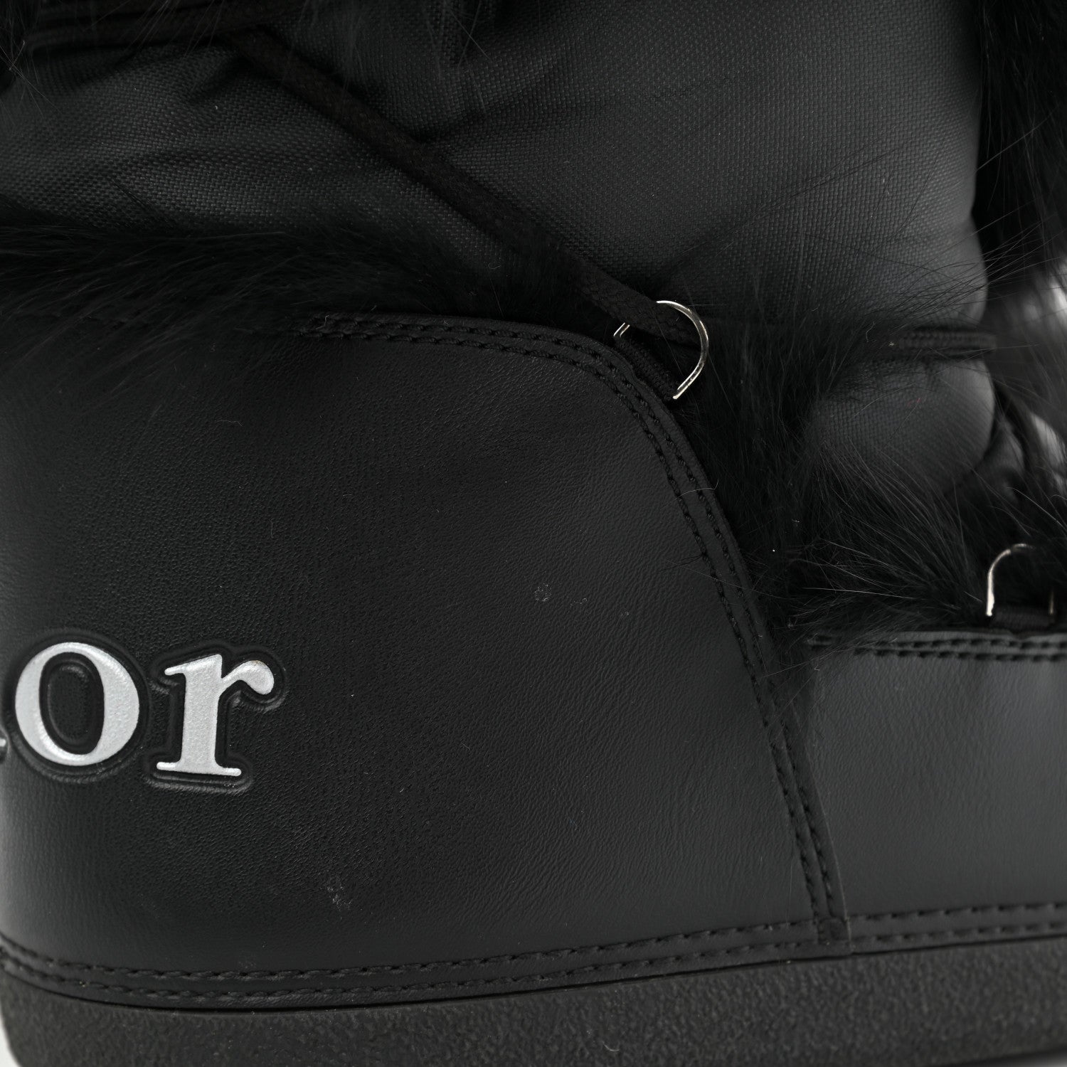 Christian Dior Canvas Calfskin Fur Womens Moon Boots 35-37 Black 9 of 10