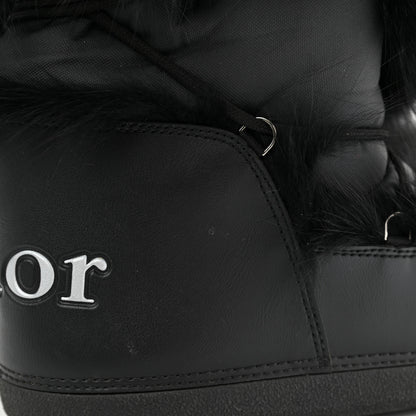 Christian Dior Canvas Calfskin Fur Womens Moon Boots 35-37 Black 9 of 10