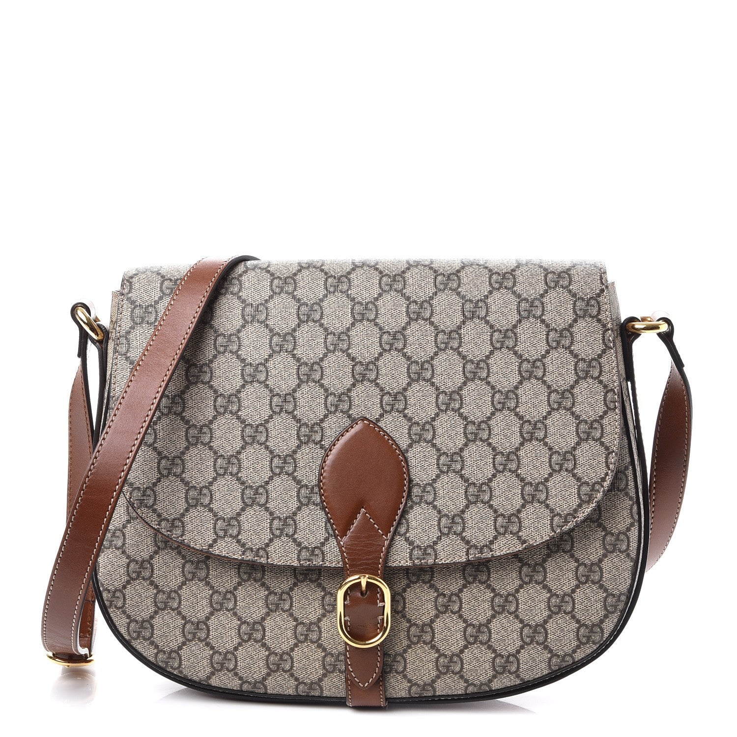 Gucci GG Supreme Monogram Medium Messenger Shoulder Bag Beige Cuir 1 of 7