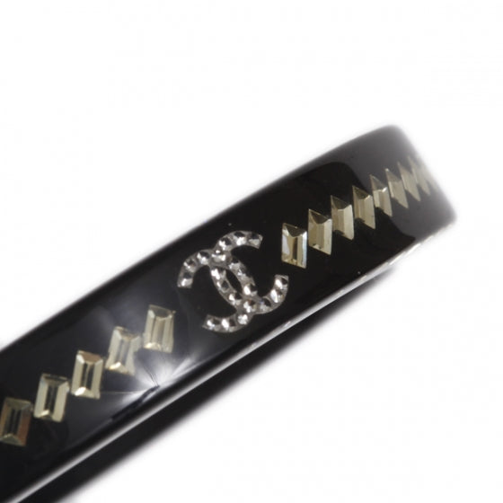 Chanel Resin Crystal Baguette Bracelet Black 11P 3 of 6