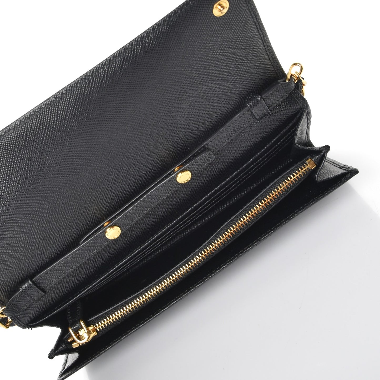 Saffiano Metal Oro Chain Wallet Nero Black