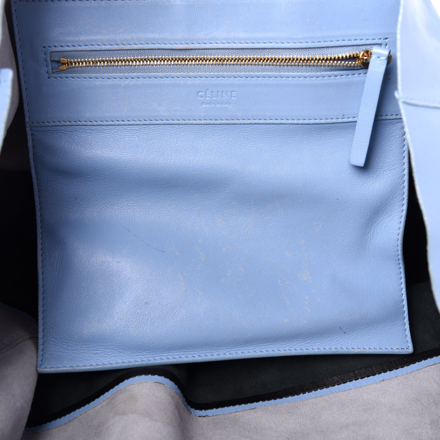 Celine Lambskin Horizontal Bi-Color Cabas Black Glacier 7 of 16