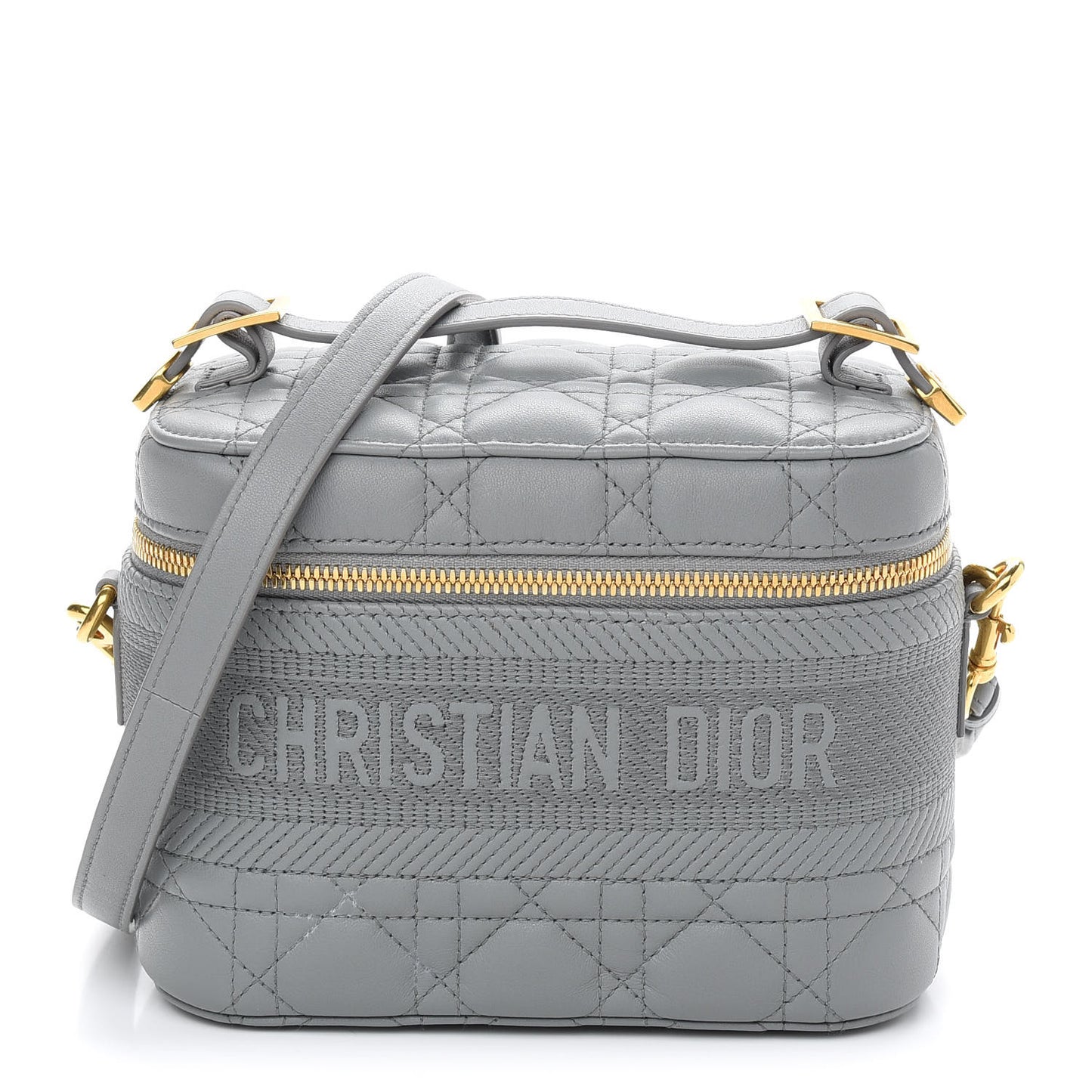 Lambskin Cannage Small Diortravel Vanity Case Grey
