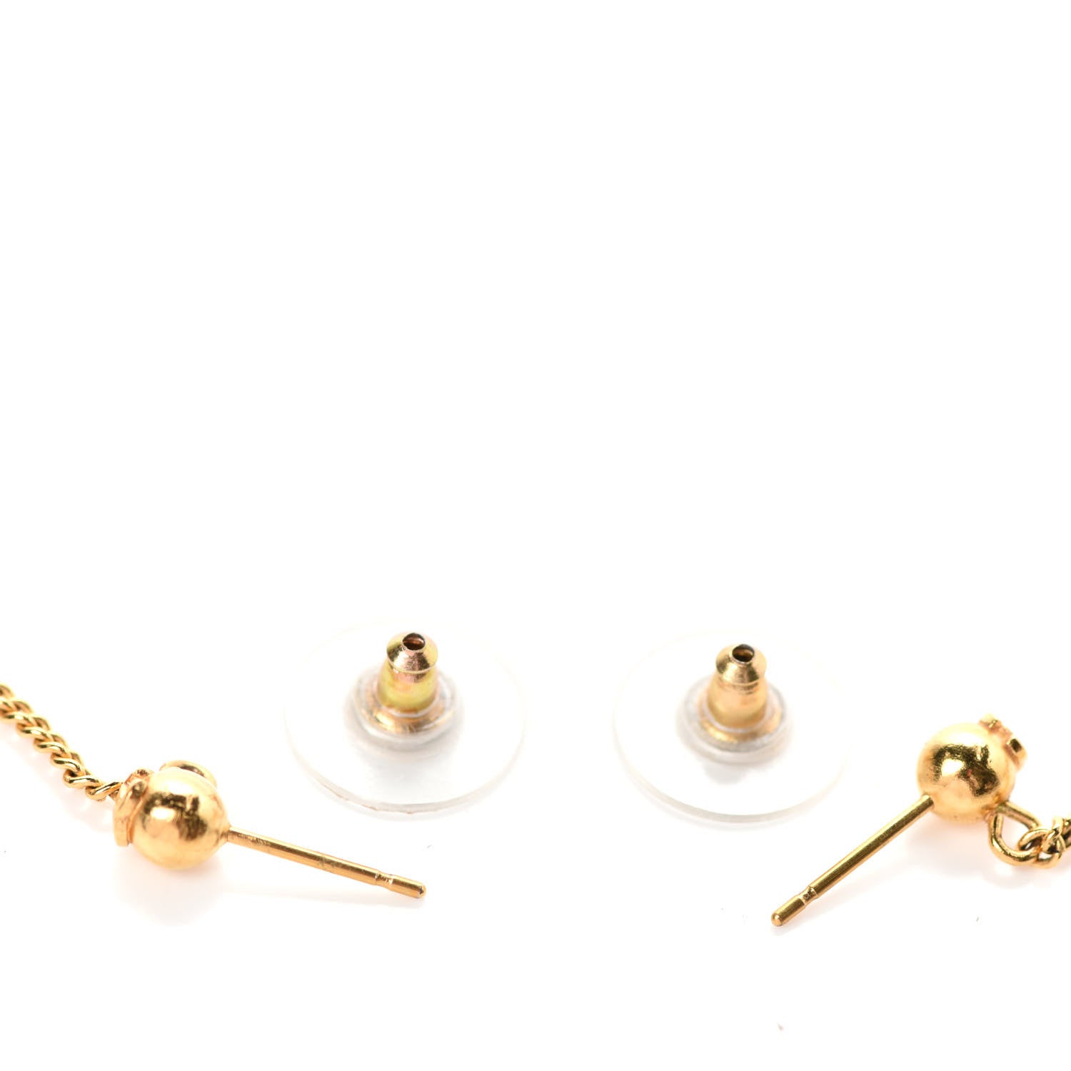 Chanel CC Drop Earrings Matte Gold 3 of 4