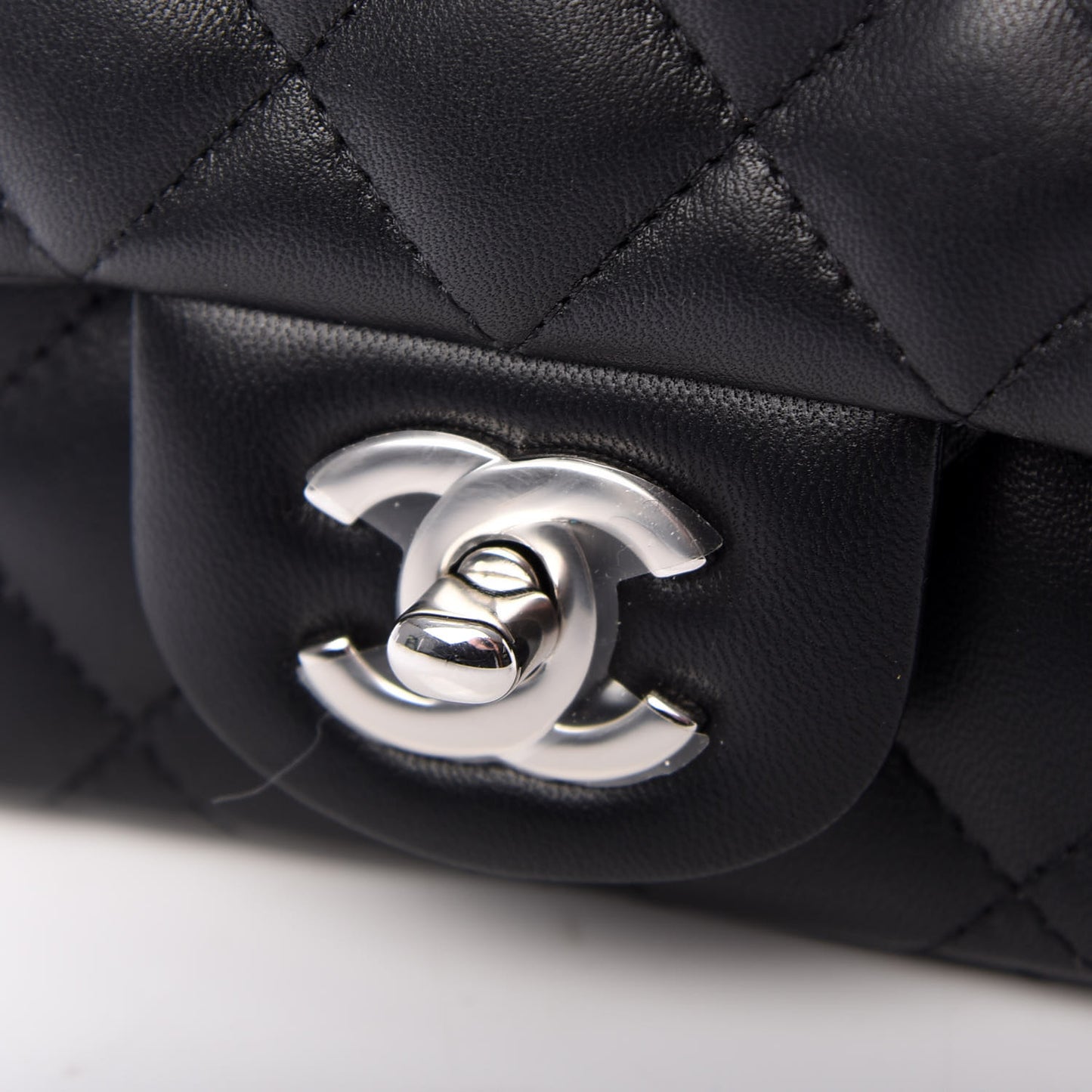 Lambskin Quilted Mini Square Flap Black