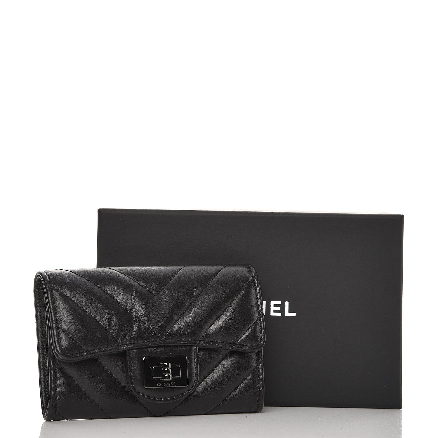 Chanel Aged Calfskin Chevron Reissue Card Holder Wallet So Black 8 of 8
