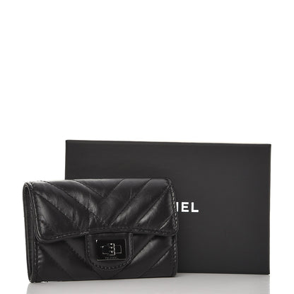 Chanel Aged Calfskin Chevron Reissue Card Holder Wallet So Black 8 of 8