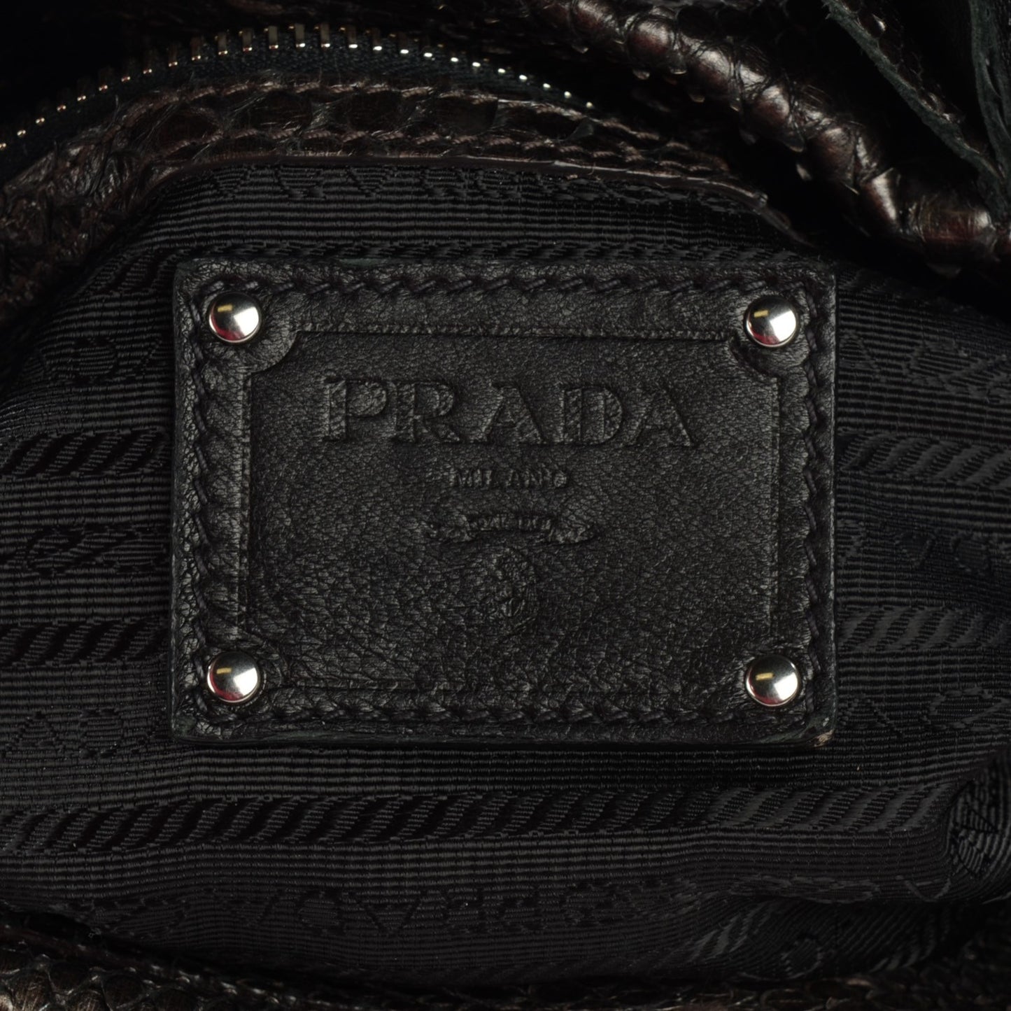 Metallic Python Ruffle Tote
