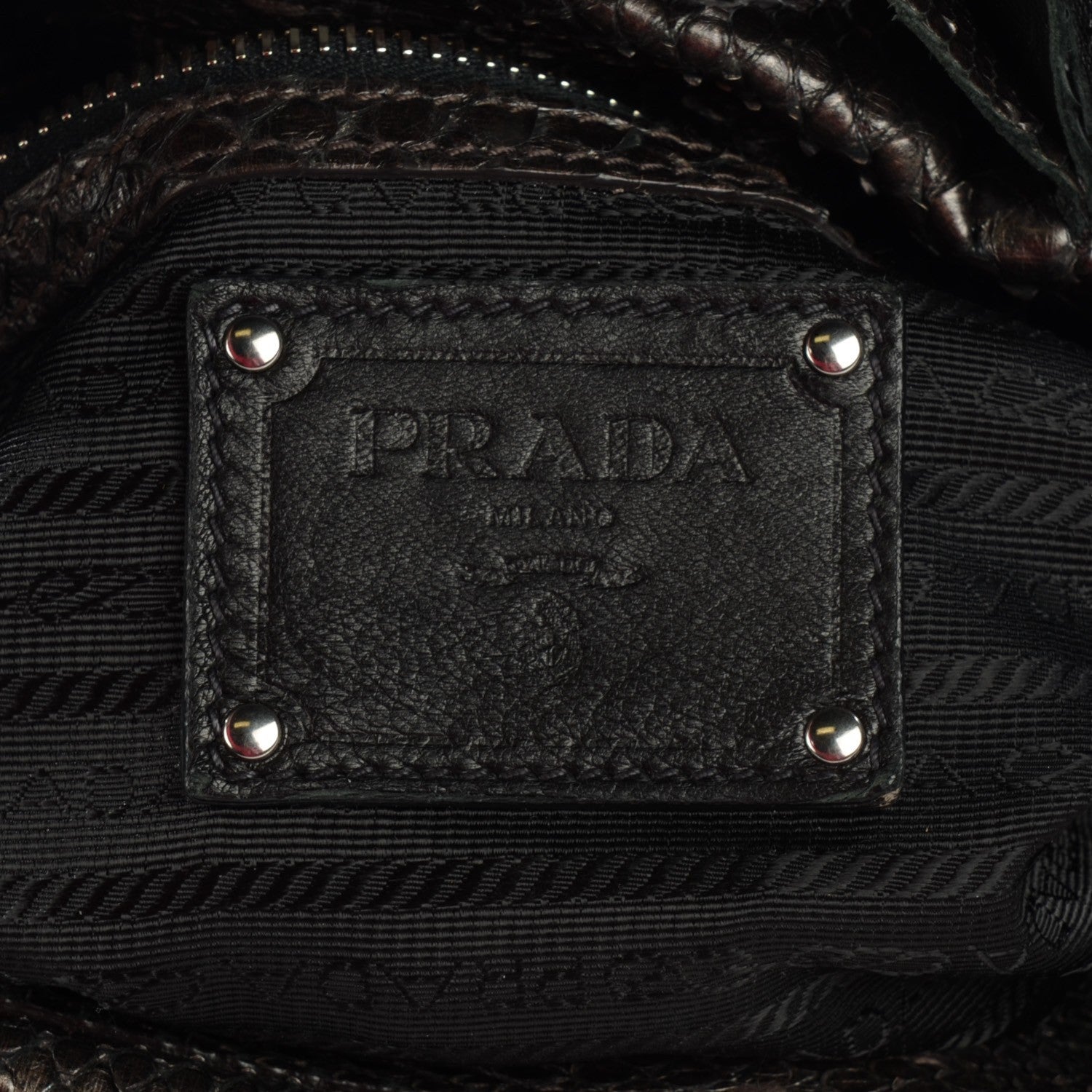 Prada Metallic Python Ruffle Tote 6 of 8