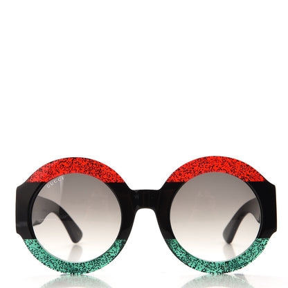 Gucci Acetate Round GG0084S Sunglasses Black Red Green 2 of 9