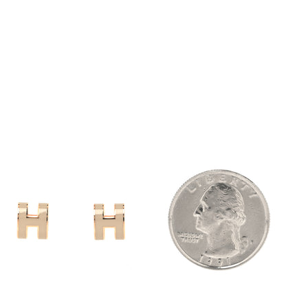 Hermes Rose Gold Lacquered Mini Pop H Earrings  Marron Glace 2 of 6