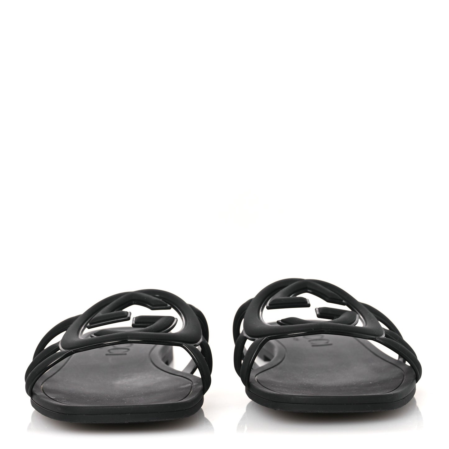 Rubber Interlocking G Womens Slide Sandals 38 Black