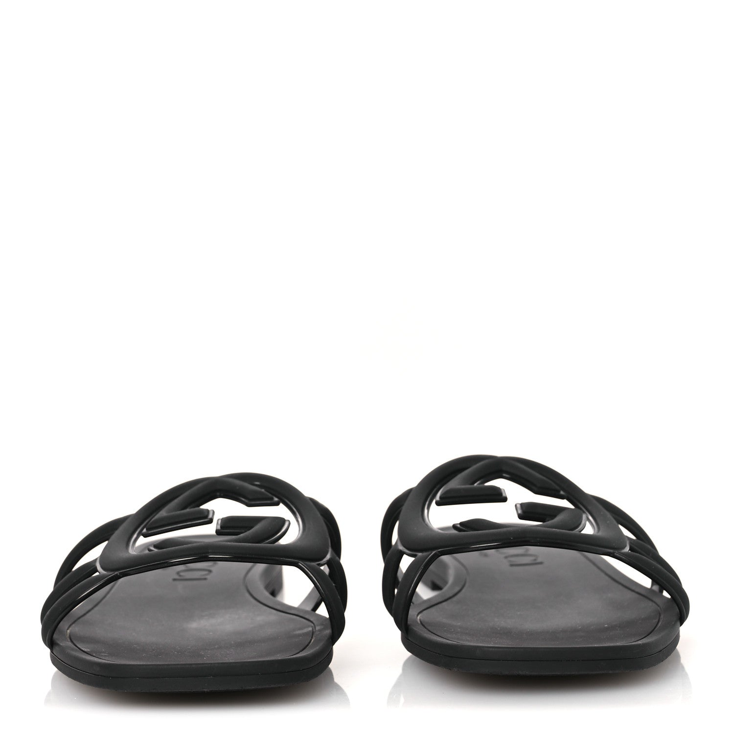Gucci Rubber Interlocking G Womens Slide Sandals 38 Black 3 of 11
