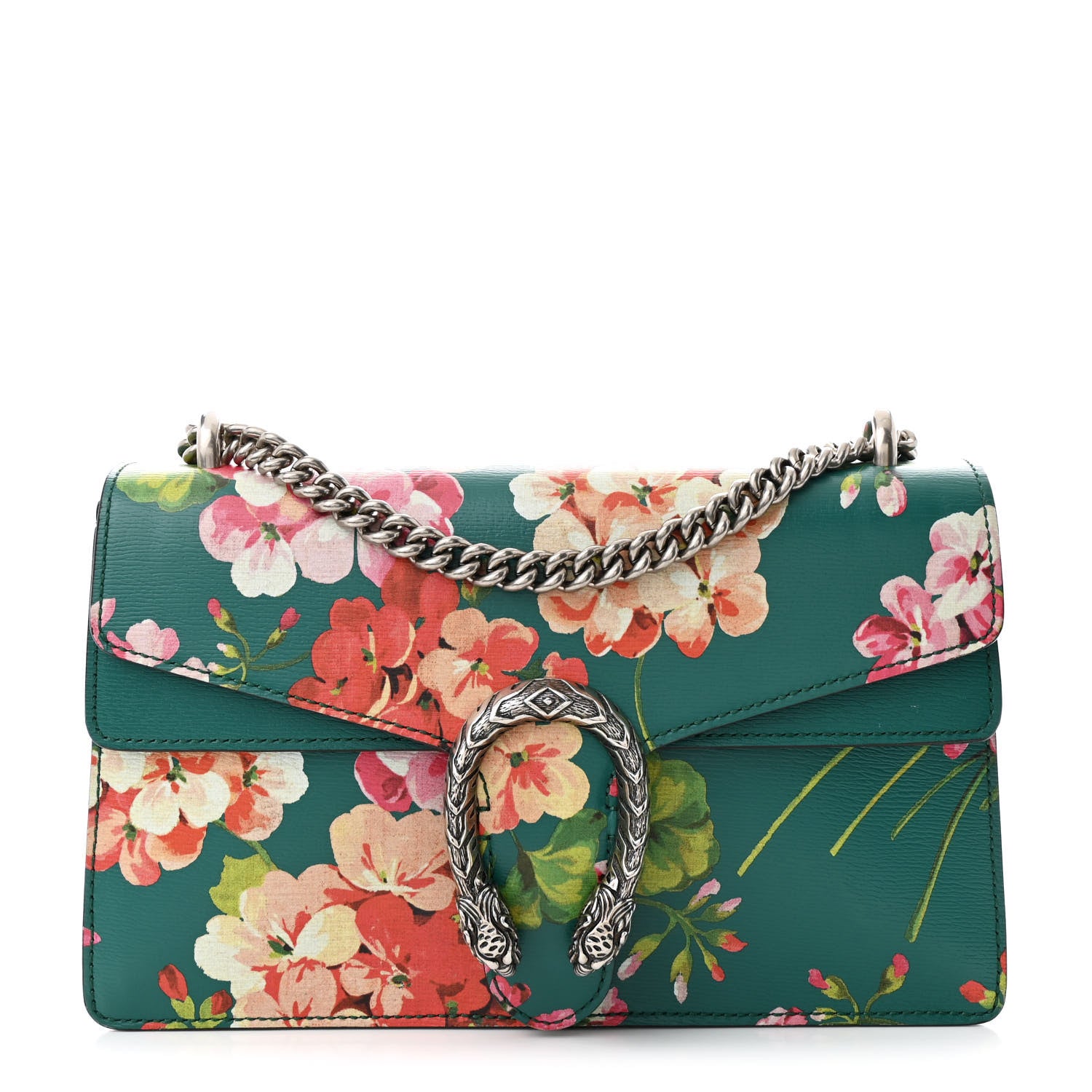 Gucci Calfskin Blooms Print Small Dionysus Shoulder Bag Bright Emerald Multicolor 1 of 11