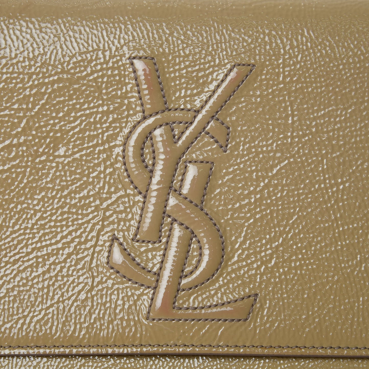 Textured Patent Calfskin Monogram Large Belle De Jour Clutch Beige