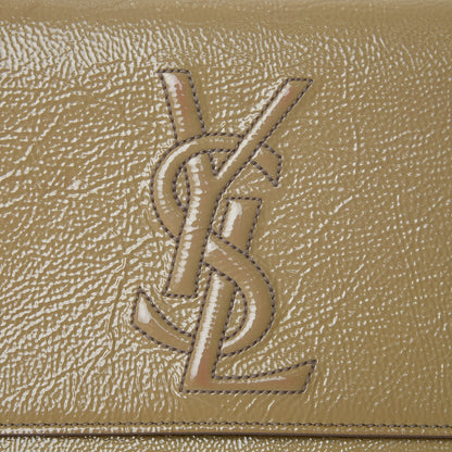 Saint Laurent Textured Patent Calfskin Monogram Large Belle De Jour Clutch Beige 12 of 15