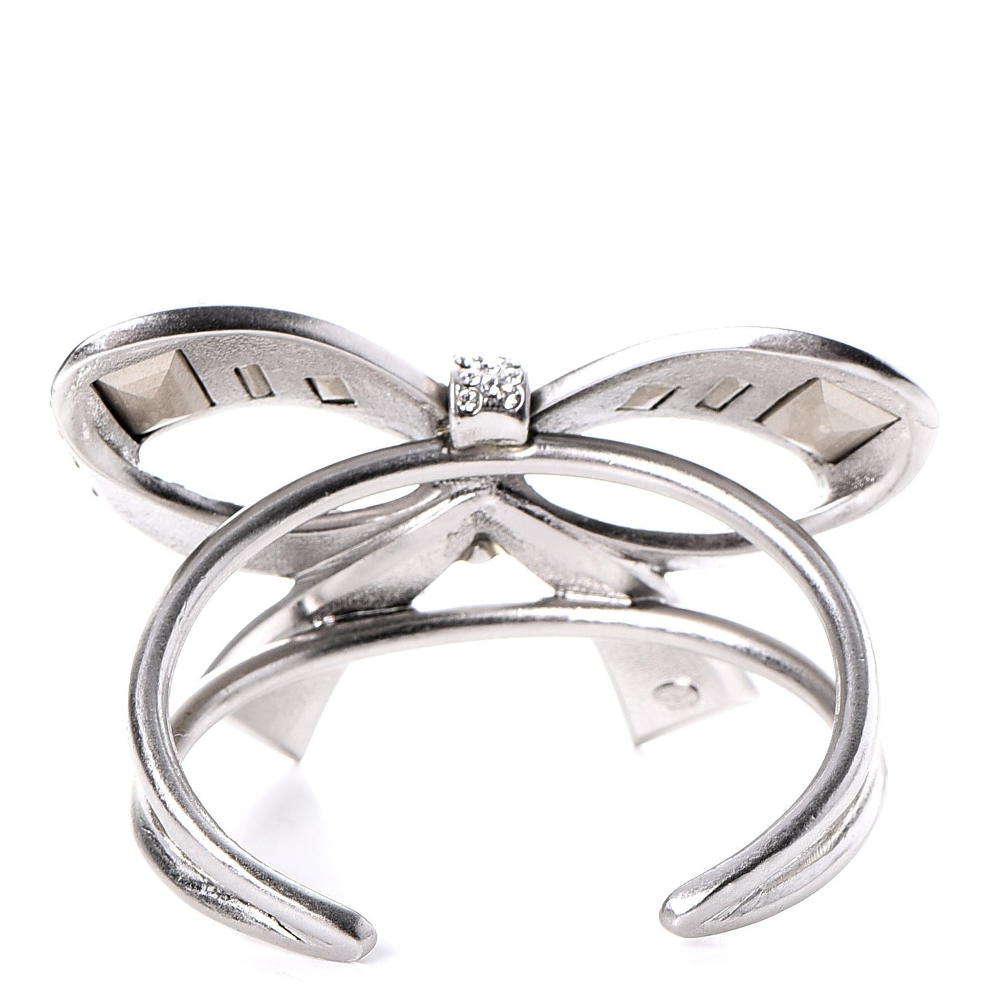 Baguette Crystal CC Bow Cuff Silver