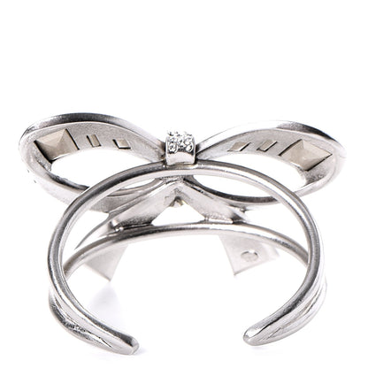 Chanel Baguette Crystal CC Bow Cuff Silver 3 of 4
