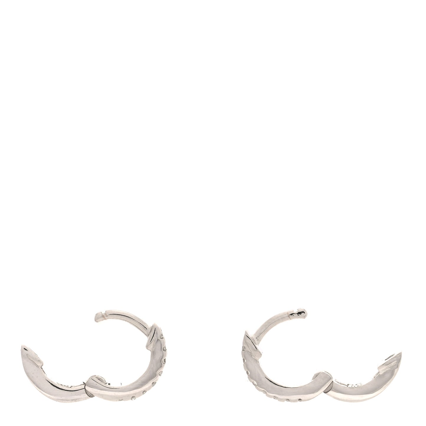 18K White Gold Diamond XX Small Classic Huggie Hoop Earrings