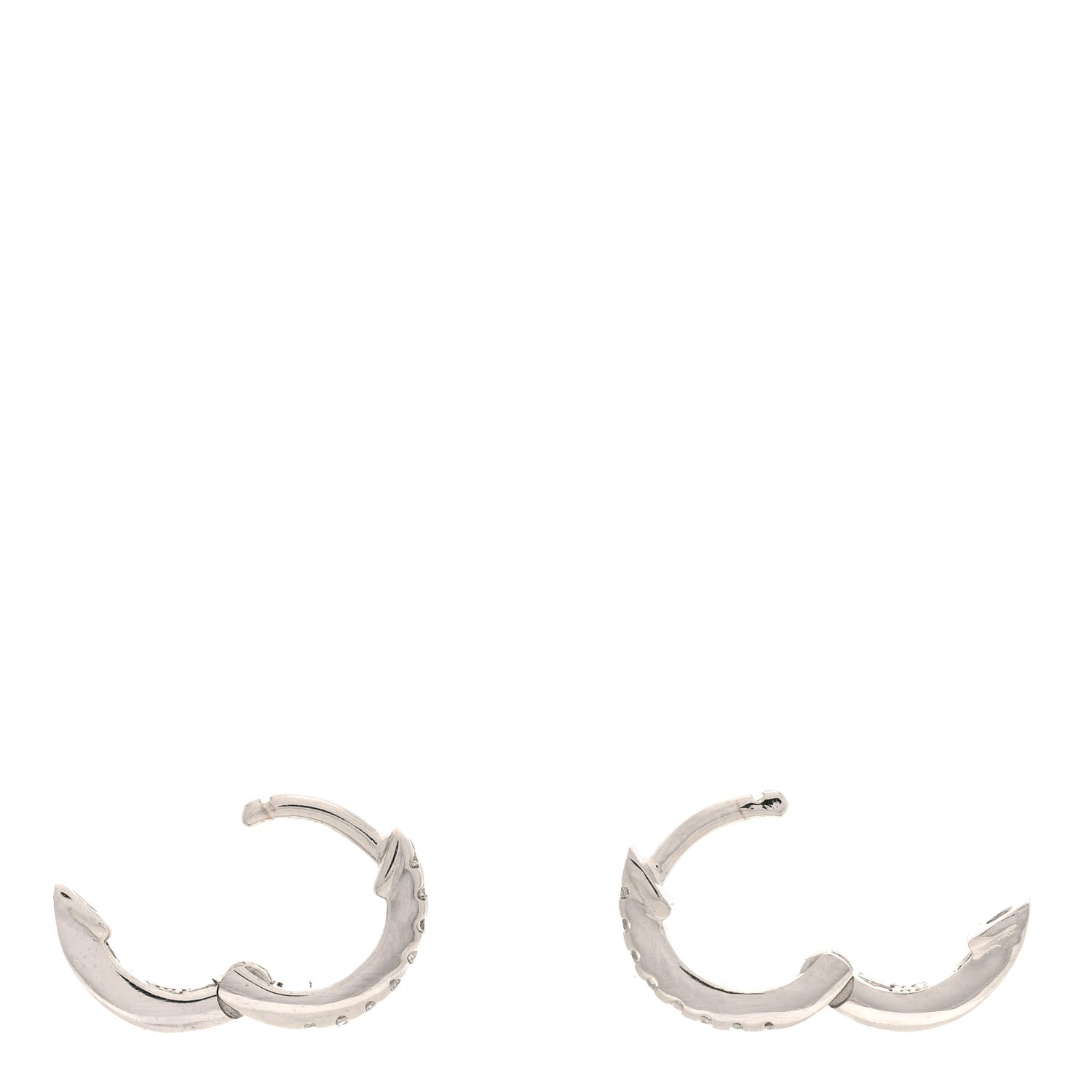 Roberto Coin 18K White Gold Diamond XX Small Classic Huggie Hoop Earrings 3 of 4