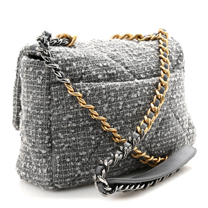 Chanel Tweed Quilted Large Chanel 19 Flap Grey 3 of 11