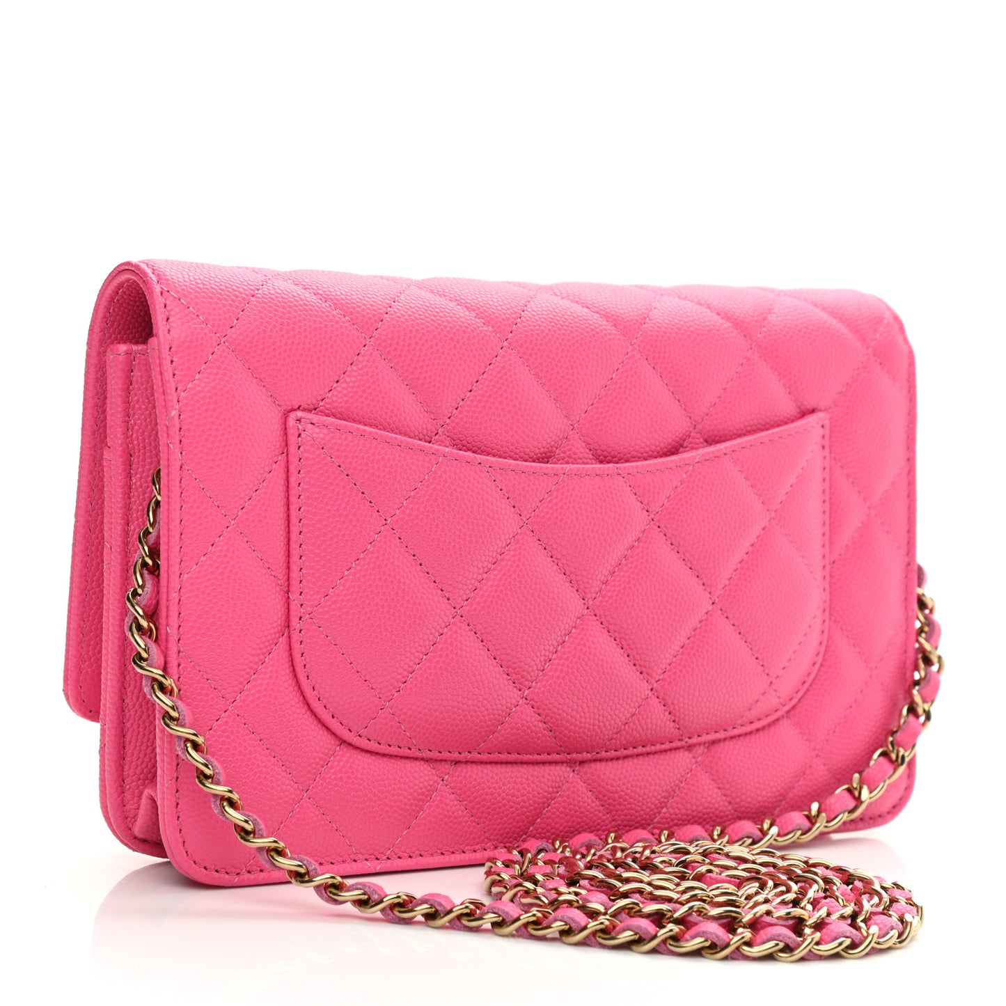 Caviar Quilted Wallet on Chain WOC Fuchsia