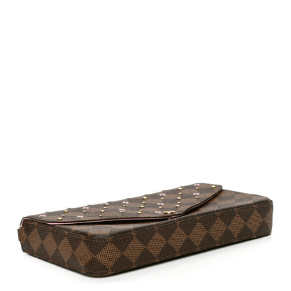 Louis Vuitton Damier Ebene Studded Pochette Felicie Chain Wallet 3 of 4