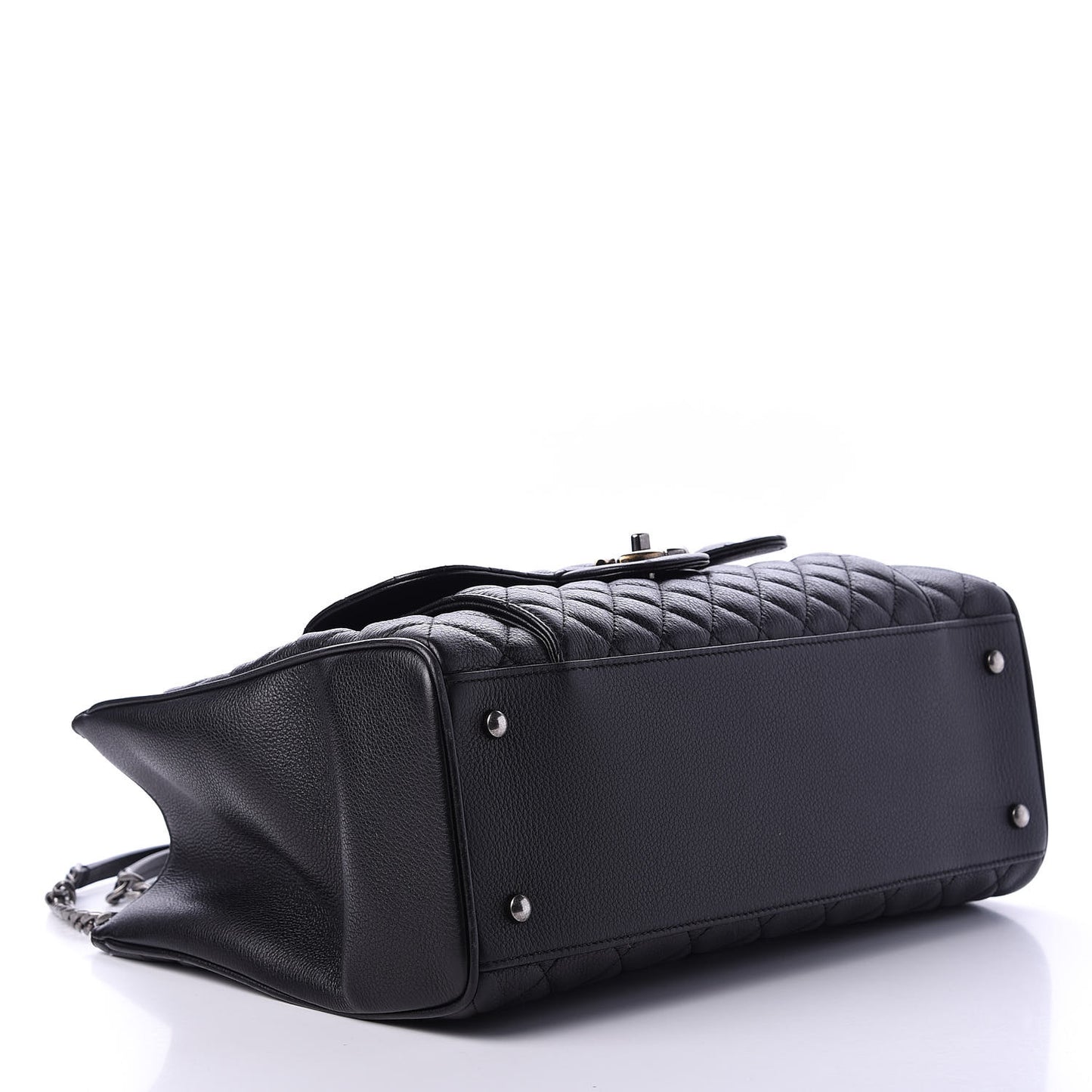 Caviar Quilted Large Casual Pocket Tote Black