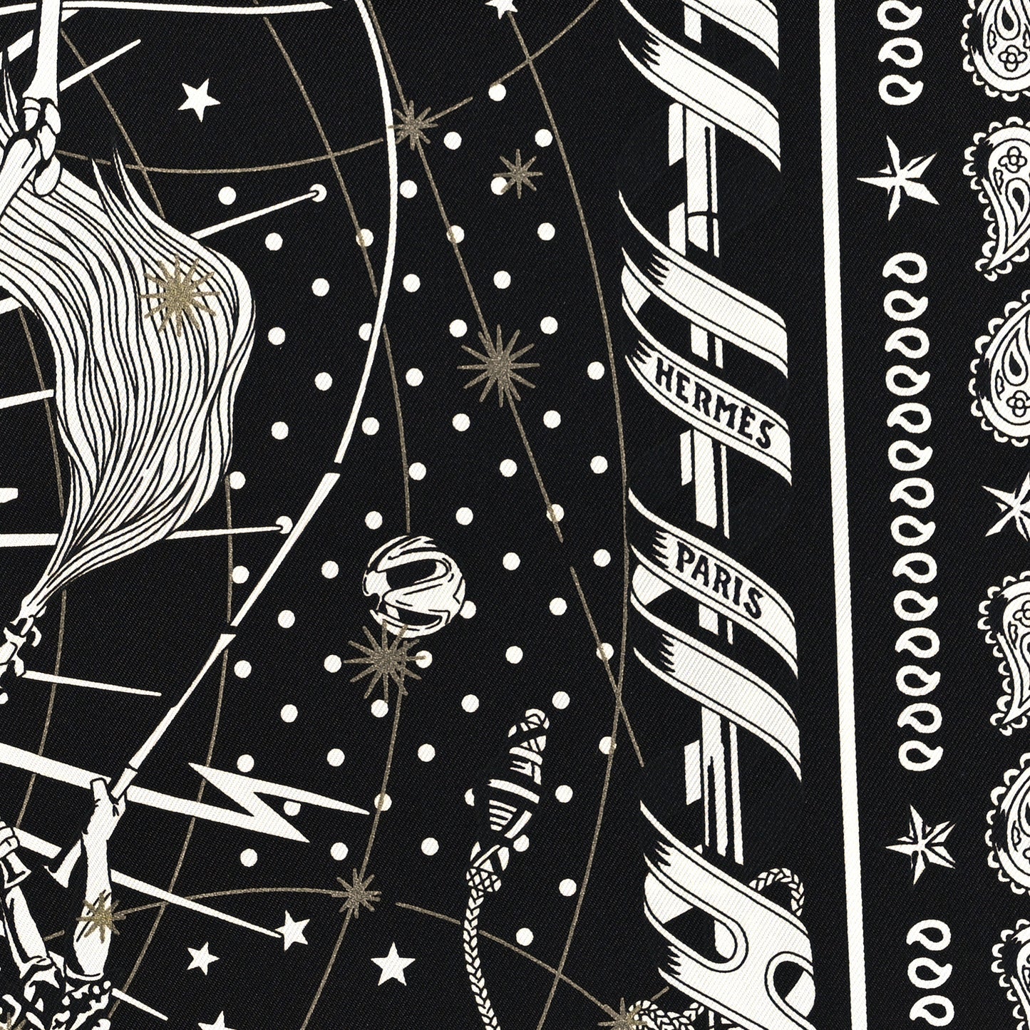 Silk Chorus Stellarum Bandana Scarf 55 Black White