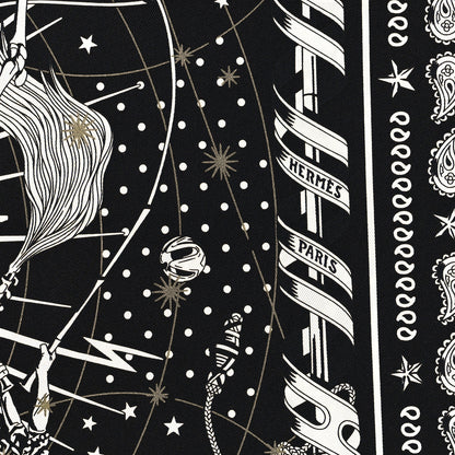 Hermes Silk Chorus Stellarum Bandana Scarf 55 Black White 2 of 3