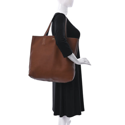 Hermes Taurillon Clemence Double Sens 45 Reversible Tote Gold Bleu Encre 3 of 14