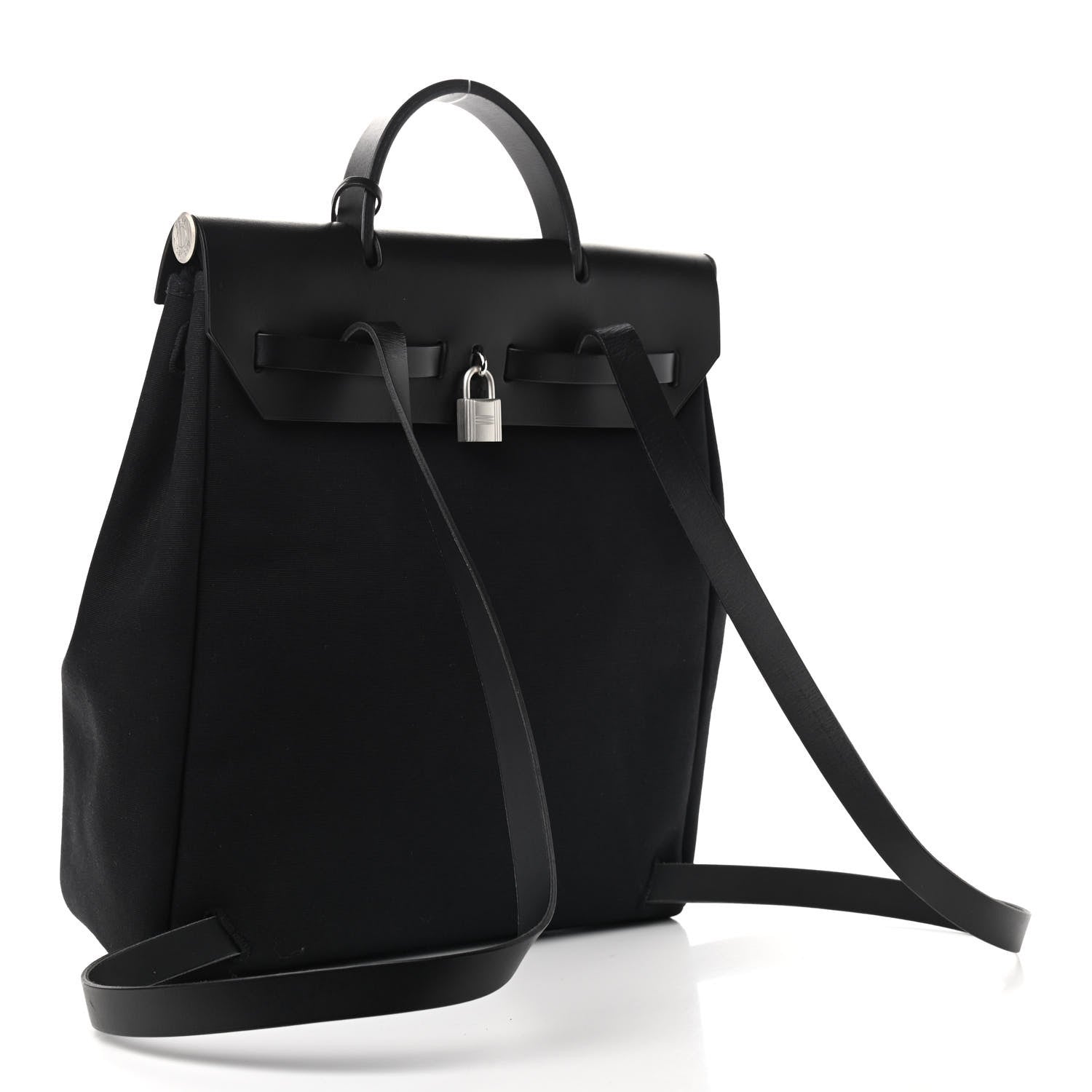 Hermes Toile Vache Calfskin Herbag 30 PM Backpack Black 4 of 12