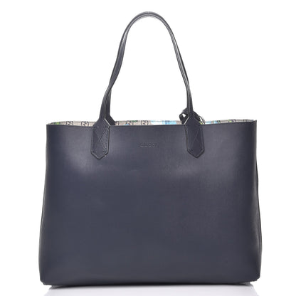 Gucci GG Supreme Monogram Blooms Medium Reversible Tote Beige Blue Navy 4 of 12