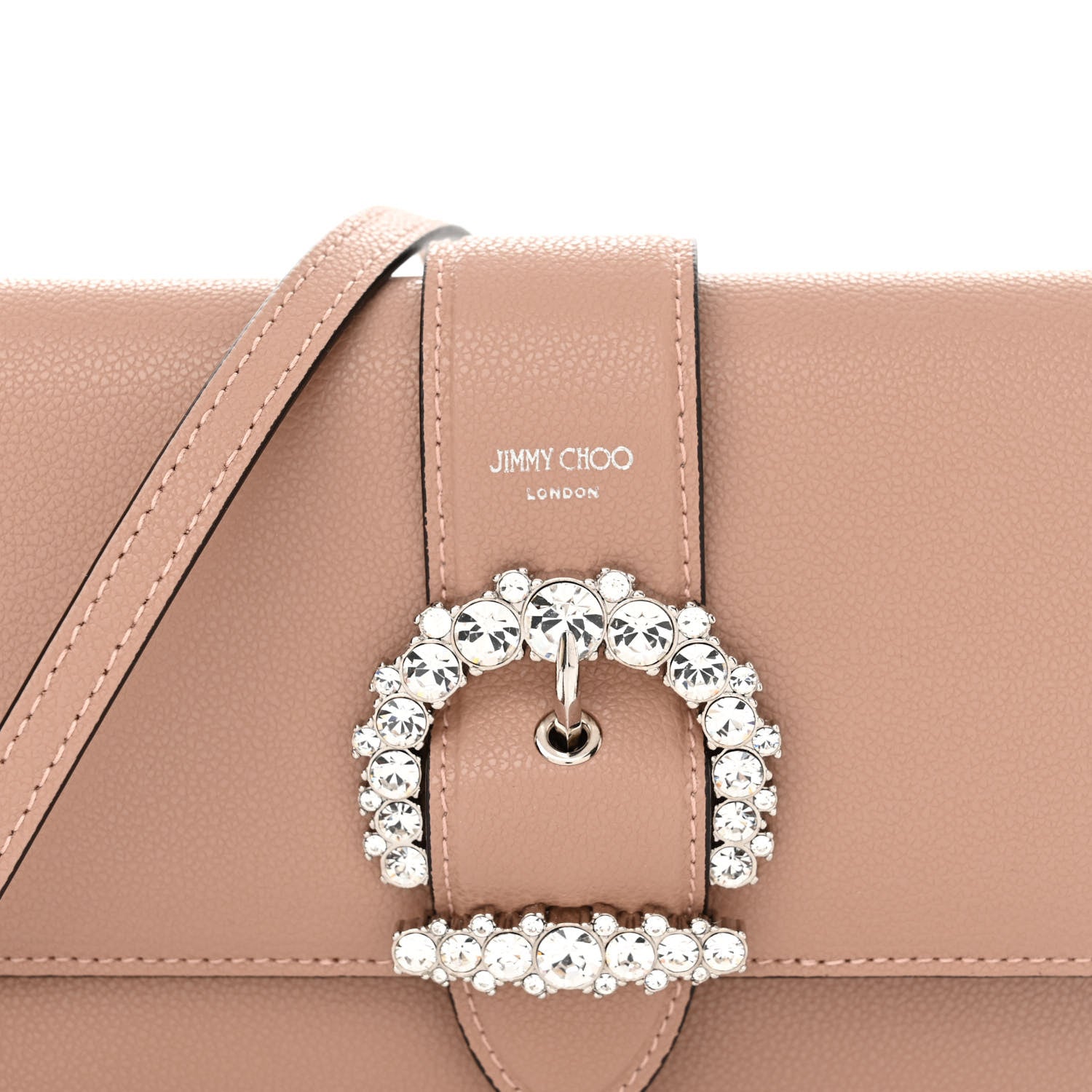 Jimmy Choo Grainy Calfskin Crystal Cheri Wallet On Chain Bag Powder Pink 8 of 13