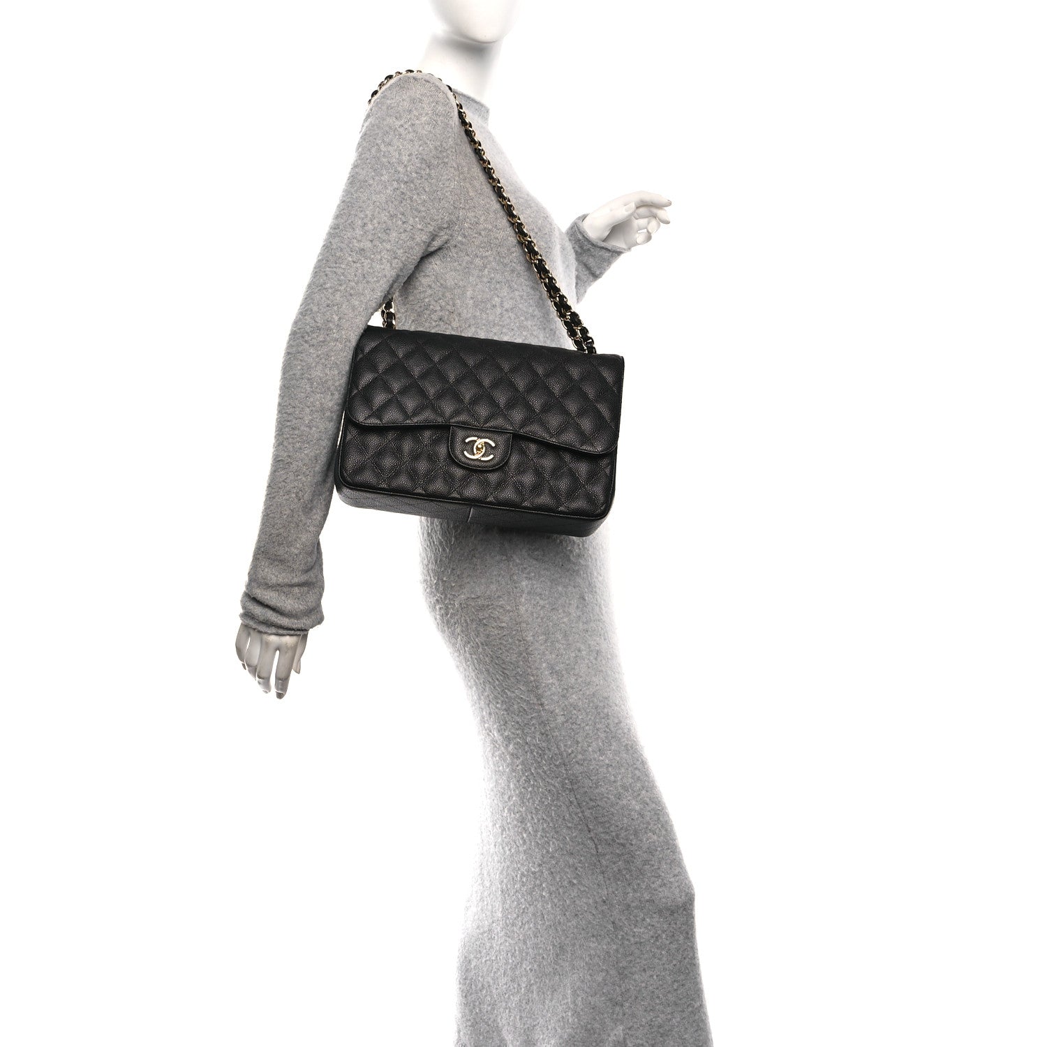 Chanel Caviar Quilted Jumbo Double Flap Black 2 of 11