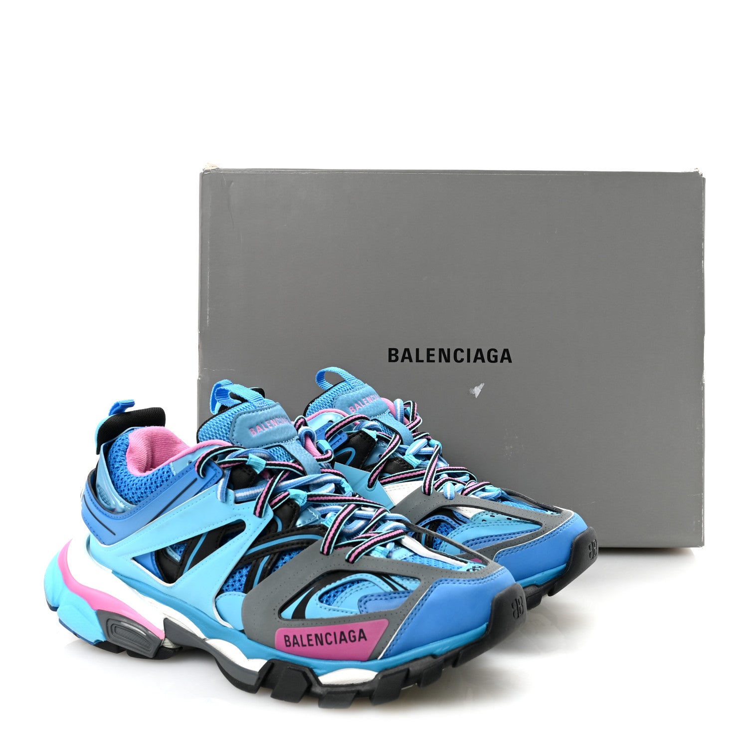 Balenciaga Mesh Nylon Womens Track Sneakers 39 Blue Black 10 of 10