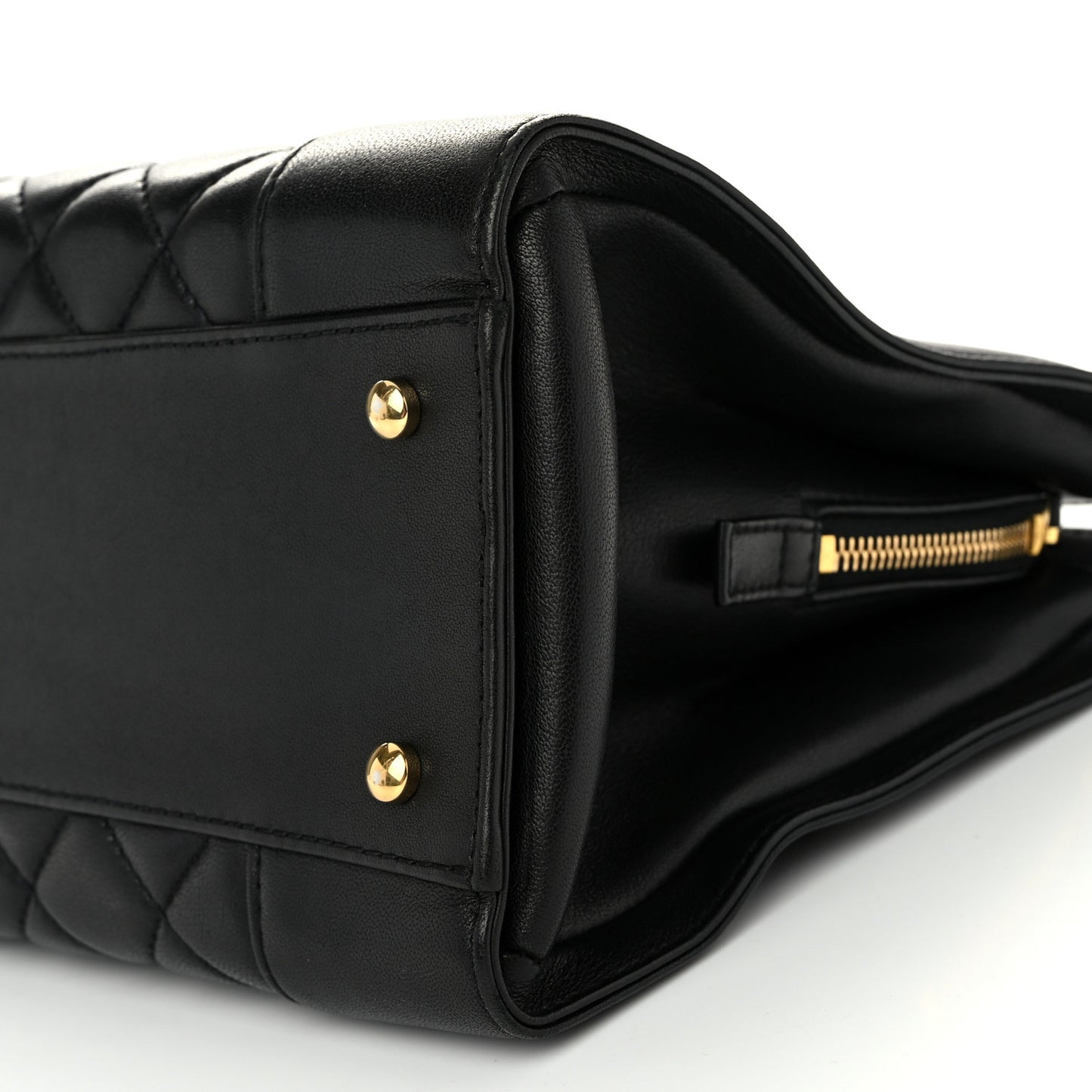 Sheepskin Quilted Mademoiselle Vintage Shopping Tote Black