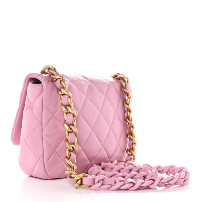 Chanel Lambskin Quilted Small Lacquered Chain Flap Pink 3 of 10
