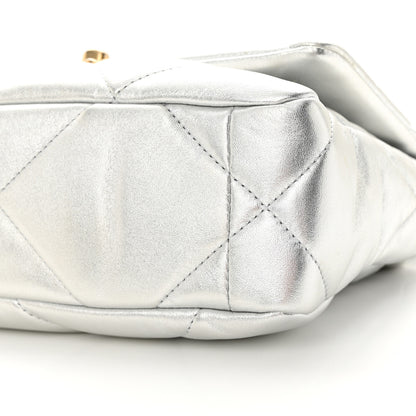 Chanel Metallic Goatskin Quilted Medium Chanel 19 Flap Silver 10 of 10
