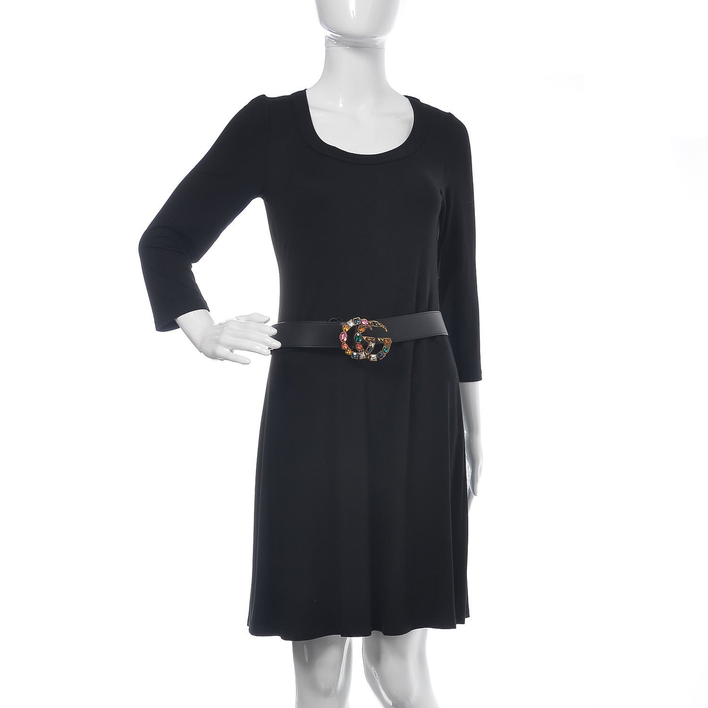 Calfskin Crystal Double G 40mm Belt 90 36 Black Multicolor
