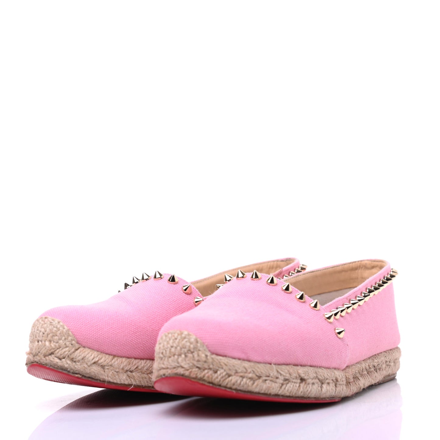 Canvas Ares Spikes Flat Espadrilles 36 Rose
