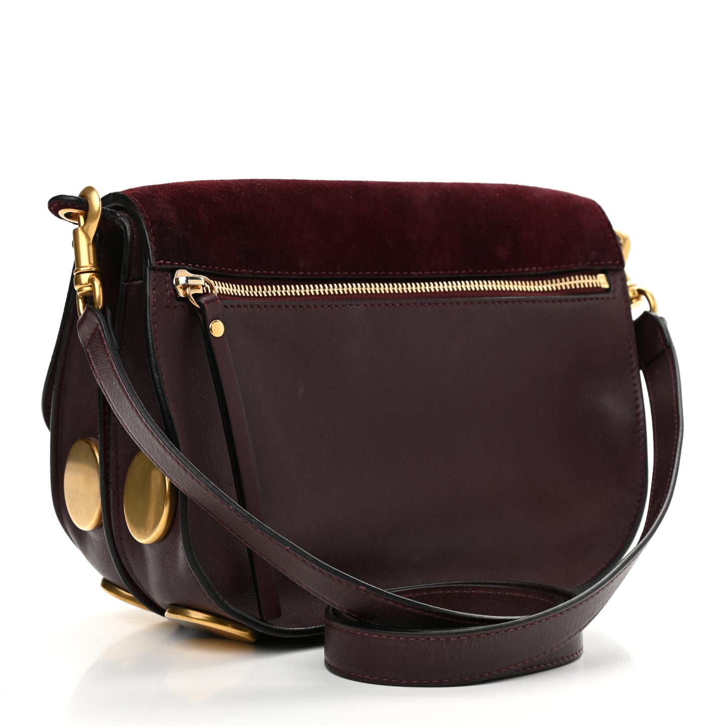 Suede Smooth Calfskin Medium Kurtis Shoulder Bag Plum Purple