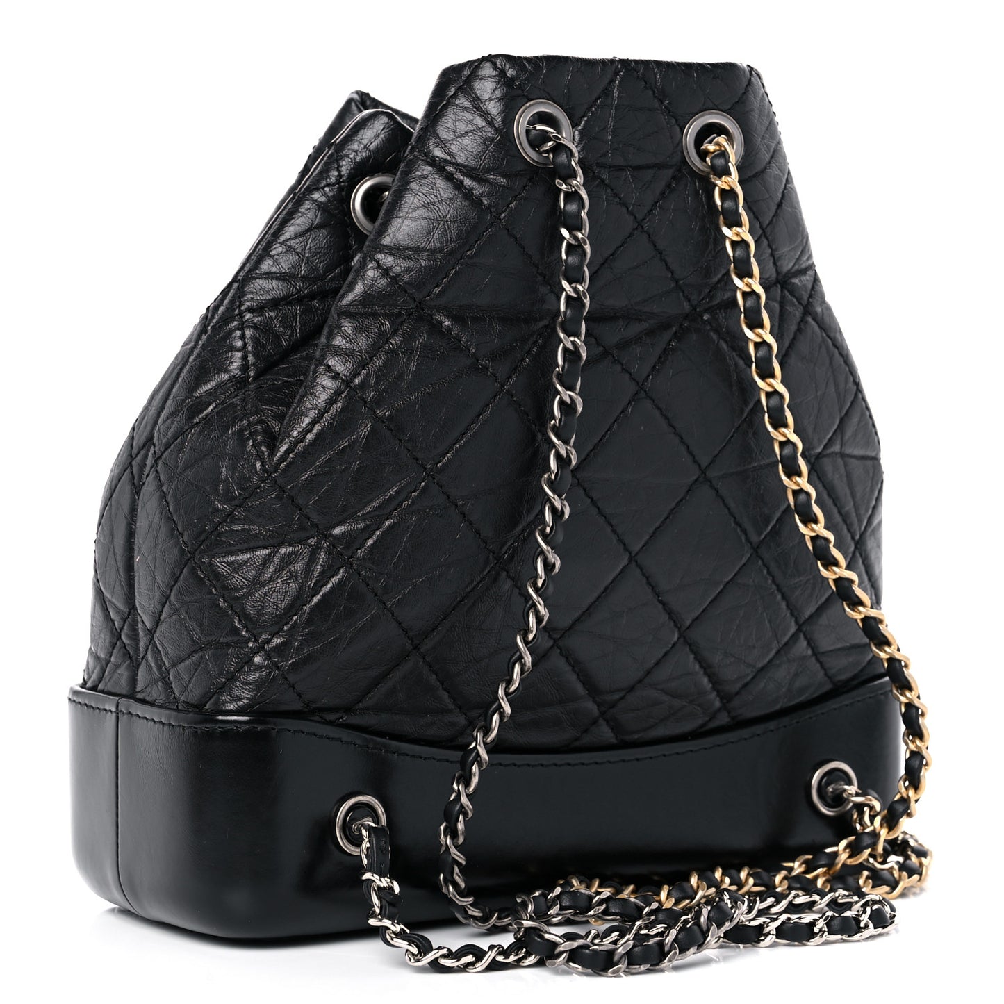 Aged Calfskin Quilted Small Gabrielle Backpack Black